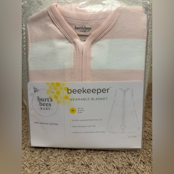 Burt’s Bees Beekeeper Wearable Blanket Pink & White M 6-12 Months 16-24 Lbs NWT - Picture 2 of 12